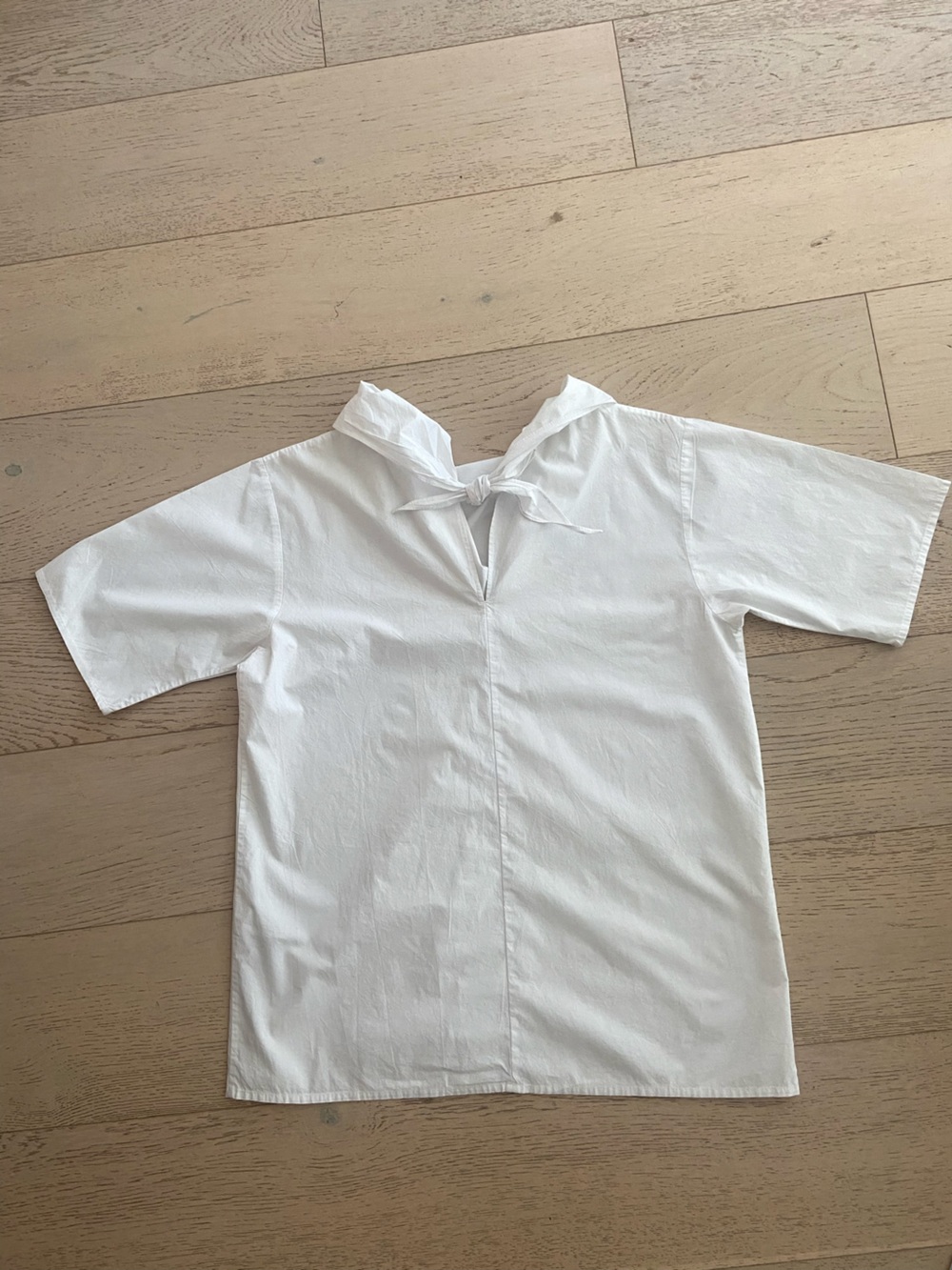 MARIMEKKO Kulkija Cotton Poplin Tie Neck Blouse White US 4 Scandi Relaxed Fit - Picture 3 of 7